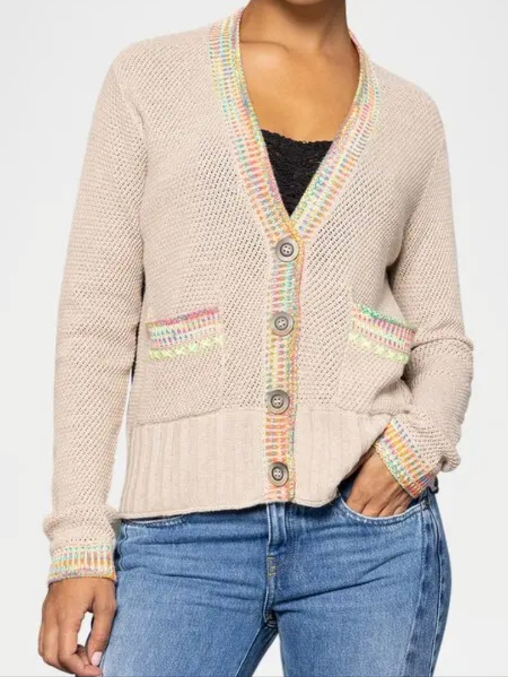 Lisa Todd Double Track Jacquard Cardigan Sweater Medium